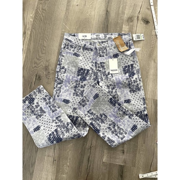 Kensie Patchwork Indigo Combo Jeans High rise size 8 - Picture 1 of 8